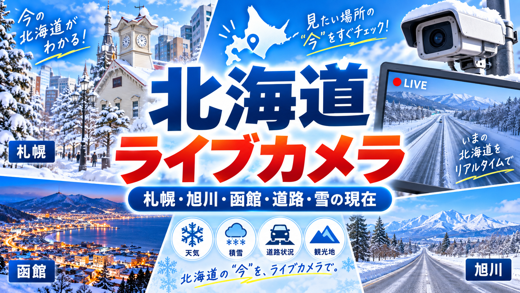 北海道ライブカメラで札幌・旭川・函館・道路・雪の現在を確認するアイキャッチ画像