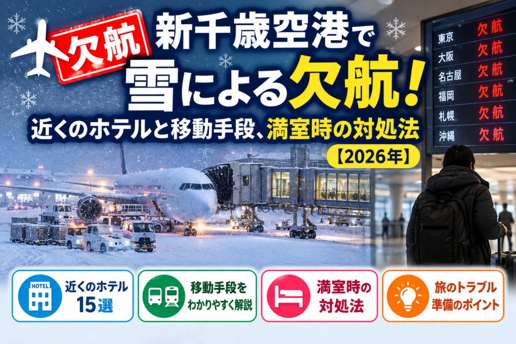 新千歳空港で雪による欠航が発生した際のホテル15選と移動手段、満室時の対処法